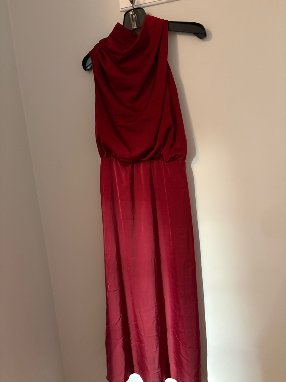 Sleeveless Red Draped Maxi Dress